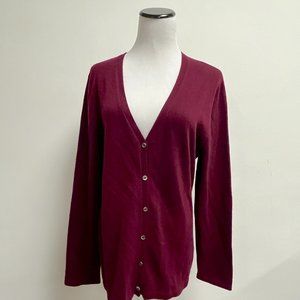 N Peal dark red berry cashmere v cardigan sweater XL
